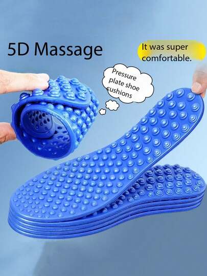 Shock-Absorbing Massage Insole For Men And Women, Sporty Feel, Cushioning, High Elasticity, Shock Absorption, Sweat-Absorbing, Odor-Resistant, Prevents Fatigue From Standing For Long Periods, Barefoot Insole.