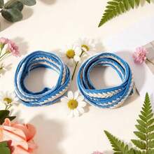 1 par de 120 cm Cordones de zapatos de estilo de espiga de trigo azul y blanco de moda y duraderos - Cordones de zapatos de fibra trenzada aptos para zapatillas, botas y patines de hielo, accesorios de moda para zapatos/solo cordones, zapatos no incluidos - Azul y blanco - Ver 4