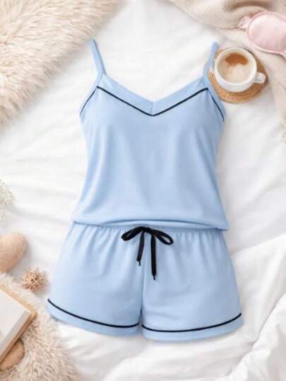 Pijama Feminino Liso Alça Confortável Blogueirinha Malha Leve Macio Conjunto Casual