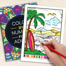 32 Pages Color By Number Coloring Book: Relax & Mindful Patterns, Complete Coloring By Following Numbered Cues, 32 Pages Designs, Relaxation And Focus Patterns, High-Definition Paper, Can Be Used As A Birthday/Festival Gift, Suitable For 4 Seasons - Black - View 6