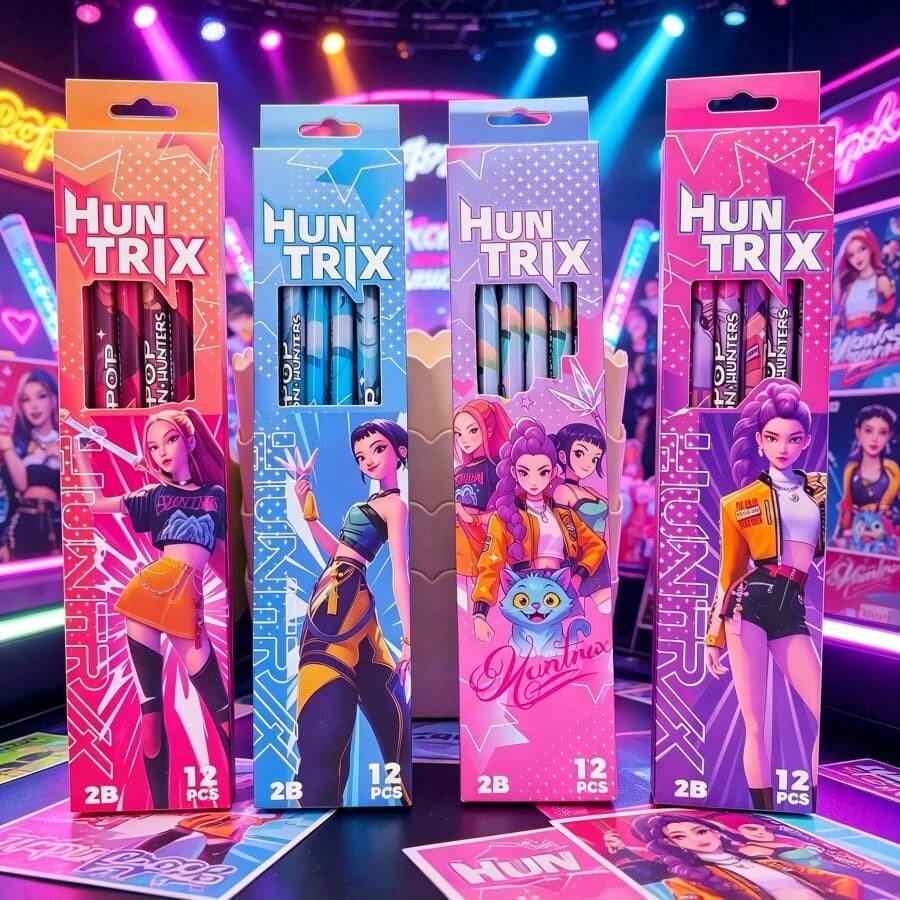 Hộp 12 bút chì 2B chất lượng cao chủ đề thần tượng K-Pop, bộ văn phòng phẩm hoạt hình, món quà hoàn hảo cho các buổi gặp gỡ người hâm mộ (mẫu ngẫu nhiên) - Nhiều màu - Xem 1