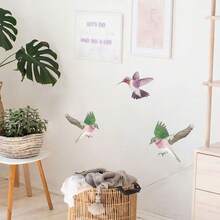 Pink & Green Tree Branch Wall Stickers, Decorative Spring/Summer Sakura Scenery For Bathroom, Bedroom, Living Room - Multicolor - View 7