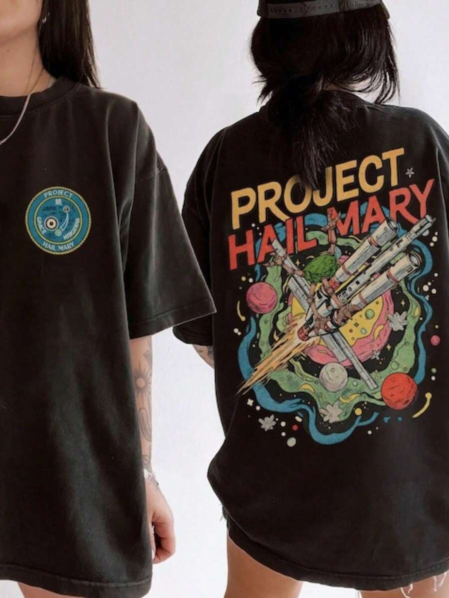 Project Hail Mary Book Two Sided Shirt, Rocky Amaze, Sci-Fi Book Lover Tshirt, Andy Weir Book Merch, Fist My Bump Funny Gift T-Shirt Tee Shirt Tshirt - 黑色 - 查看 1
