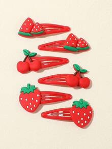 6pcs Cute Cartoon Fruit Design Resin Hair Clips, Casual Versatile Bangs Clips Suitable For Daily Life Decoration - Multicolor - View 5