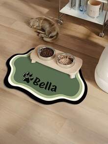 Customizable Quick-Dry Pet Food Bowl Mat, Personalized Name, Waterproof Non-Slip Cat Bowl Mat, Splash-Proof Absorbent Easy-To-Clean, Paw Print Pattern, For Cats And Dogs, Washable, Perfect Gift For Pet Owners, Aesthetic Pet Decor - Multicolor - View 3