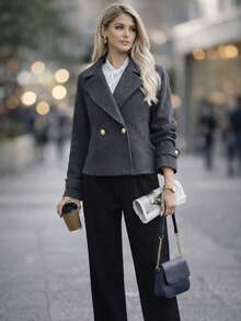 Women's Formal Blazer With Buttons And Pockets - Elegant, Sophisticated, Premium Fashion - Xám - Xem 6