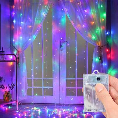Đèn rèm cửa sổ chạy bằng pin với 8 chế độ nhấp nháy - Đèn treo trang trí ngày lễ cho phòng ngủ, đám cưới, tiệc tùng, trang trí tường, Giáng sinh, Halloween, Lễ Tạ ơn, trang trí lễ hội.