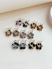 6 đôi bông tai mặt dây chuyền hình hoa rỗng dễ thương, thời trang, phù hợp cho nữ giới hẹn hò, dự tiệc và đeo hàng ngày. - Nhiều màu - Xem 6