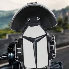 1pc Unisex Bicycle/Motorcycle Phone Holder, Adjustable Navigation Bracket, Shockproof Waterproof Sunshade, Stable Design, Multi-Color Options, Compact Helmet Shape, Adjustable Angle, ABS Plastic + Silicone Material, Practical & Cool, Delivery Riding, Daily Commuting, Outdoor Navigation - Black - View 3
