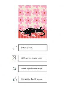 1pc Frameless Funny Cute Cat Wall Art Canvas Poster Print Cat Lover Decor For Living Room, Bedroom, Dorm Room Decor - Cat - View 7