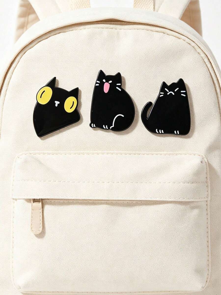 1 set pisici negre emailate broșe confuze și furiose Kawaii Kitten insigne miau bijuterii simple și drăguțe cu animale cadou pentru părinții de pisici accesorii pentru genți, brelocuri pentru genți