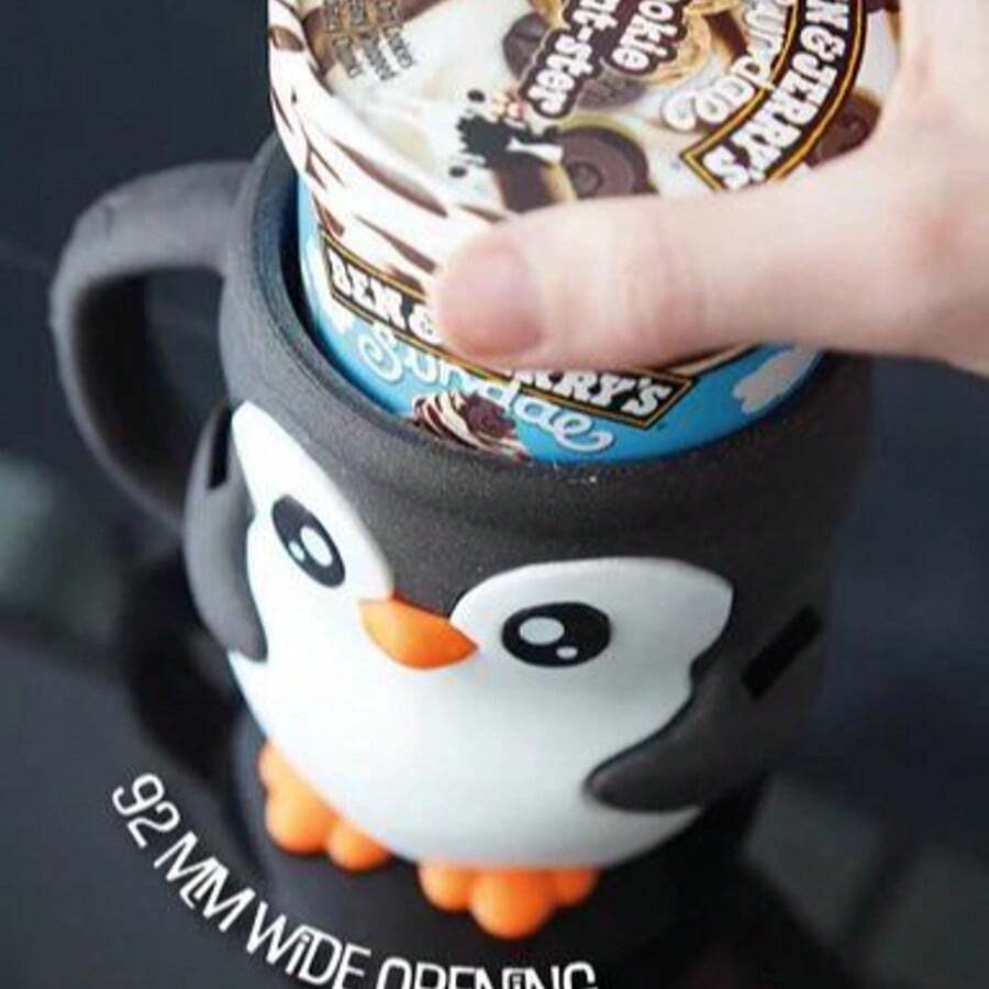 企鹅造型 Pebbles 冰淇淋品脱架，带勺子槽 - 3D 打印，附赠礼品