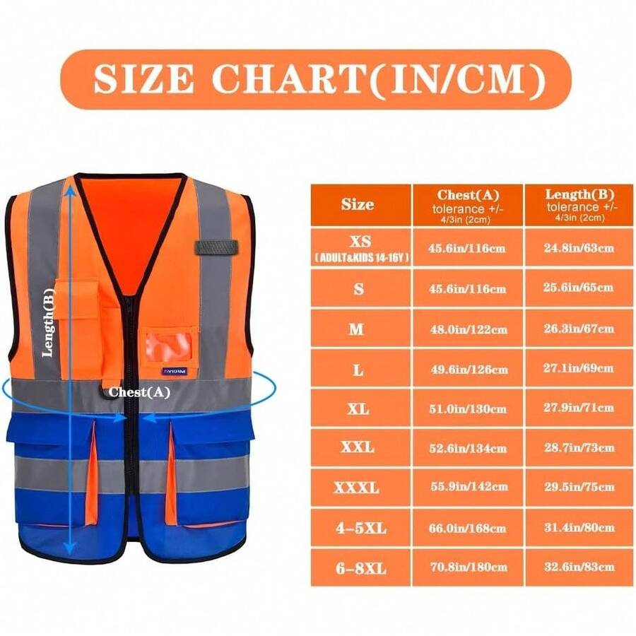 Pink Reflective Safety Vest For Women, Working Safety Gear With Strips, High Visibility Work Vest For Construction, Medium - Orange & Blue - View 1