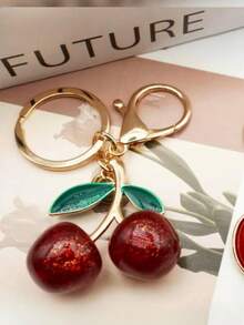 Elegancy Patent Leather Shoulder Bag + Cherry Keychain - New Release - 黑櫻桃 - 查看 3