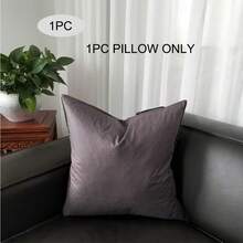 1pc Vibrant Deep Grey Color Throw Pillow, 100% Feather Filled, Soft & Fluffy, Non-Deformable, Exquisite Craftsmanship, Suitable For Living Room, Sofa, Bedroom, Outdoor Use - Dark Grey - View 11