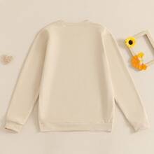 Mommy And Me Matching Outfits Christmas/Halloween Matching Sweatshirts Mama/Mini Letter And Bowknot Embroidery Long Sleeve Crewneck Pullover Shirt Blouse Top Mom And Daughter Matching Holiday Party Clothes - 杏色 - 查看 8