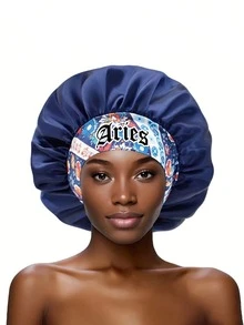 1 pieza Gorro de satén de unicolor con los 12 signos del zodíaco para mujer en color borgoña, adecuado para el hogar y el uso diario, gorro cómodo para el cuidado del cabello durante el sueño, estilo bohemio - Constelación Rojo Vino SM14 - Ver 12