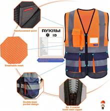Pink Reflective Safety Vest For Women, Working Safety Gear With Strips, High Visibility Work Vest For Construction, Medium - 橘色海軍網眼 - 查看 5