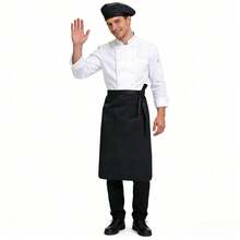 2pcs/Set New Chef Apron And Hat Uniform, Unisex Kitchen Work Wear Suitable For Restaurants And Bakeries - Multicolor - View 4