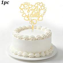 1pc/3pcs Set Golden Acrylic Cake Topper Set - Latin American Father's Day Mother's Day Party Supplies - Multicolor - View 19