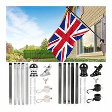Flag Poles For Outside House, 6ft Tangle Free Spinning Flag Pole Kit With Multi-Position Holder Bracket, Heavy Duty, High Wind Resistant For Outdoor - A - View 1