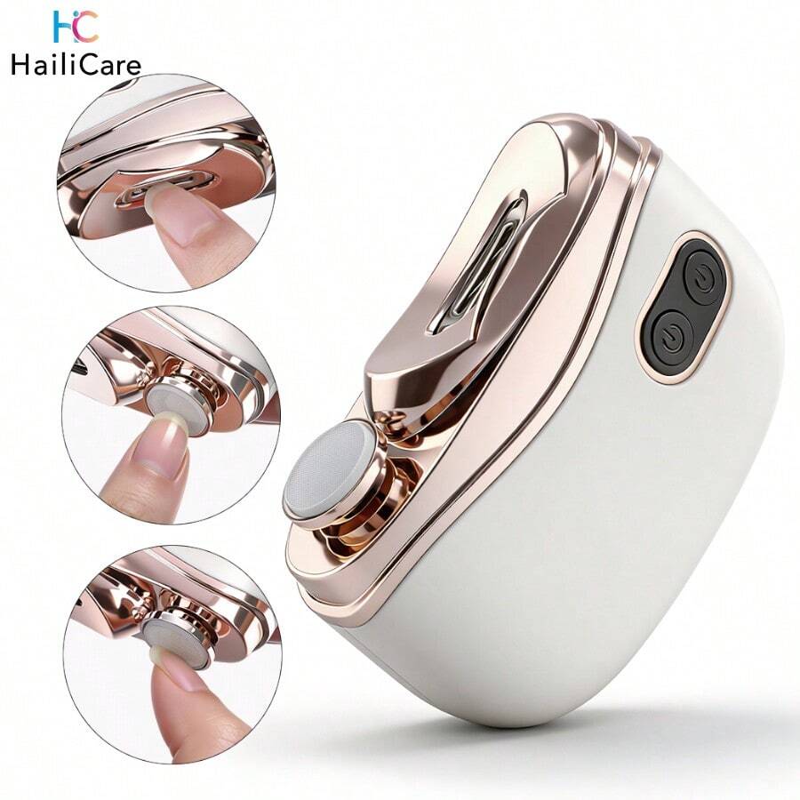 Hailicare 二合一电动指甲钳及抛光器,电动指甲修剪器及磨甲器,指甲及脚趾通用护理工具,双速指甲修剪器,适合全家使用 - 白色 - 查看 1