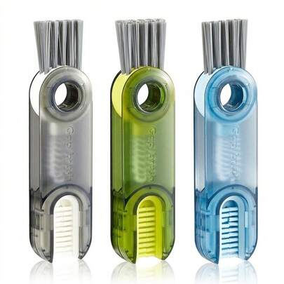 3-In-1 Bottle Brush – U-Shaped Silicone Cup Cleaner With Hard Bristle & Brush Narrow Lids, Dishwashing