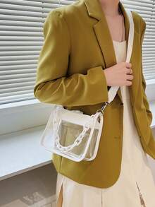 1 Set Transparent Bag With Coin Purse, Waterproof Clear Mini Square Bag, PVC Crossbody Bag With Large Capacity For 2025 - White - View 6