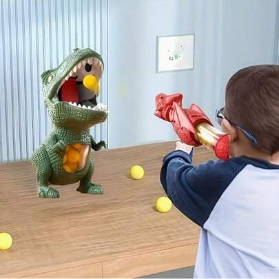 Dinosaur Shooting Toy Set For Kids, Dinosaur Soft Foam Gun With Bullets, Interactive Competitive Game, Outdoor Dinosaur Toy Gun, Colorful Toy Set | Realistic Dinosaur Design | Durable Construction, Perfect Gift For Boys And Girls, Fun Shooting Air-Powered Competitive Game Toy, Parent-Child Interactive Competition, Includes 1 Launcher + 12 Soft Balls Or 2 Launchers + 24 Soft Balls, Children's Day/Birthday Gift
