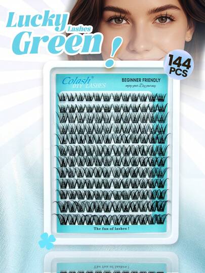 طقم تمديد رموش فردية 144 قطعة في 12 شريط، يتميز بتجمعات D-Curl DIY بأطوال من 10 مم إلى 18 مم. يوفر هذا المجموعة نهاية كثيفة وناعمة وريشية بشكل ملحوظ لمظهر طبيعي ومحسن.