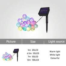 Bola de Cristal Solar Globo Fada Lâmpadas Impermeáveis Alimentadas por Energia Solar Luz de Pátio para Decoração de Jardim, Festa, Gramado, Árvore e Exterior - Branco - Visão 4