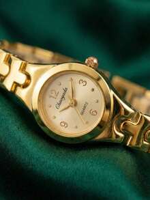 1pc Elegant Minimalist Women's Watch, Luxury Brand Silver Petite Cute Wristwatch, Ladies Quartz Watch, Mother's Day Gift - Vàng 2 - Xem 4
