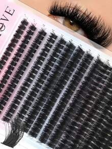 14 Rows 280 Clusters 3D Russian Style False Eyelashes, Cross-Style Single Cluster Fine Design, Animal Blend Mink Hair, Suitable For Parties And Outdoor Activities - View 2