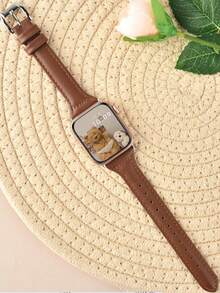 1件裝經典商務棕色PU皮革錶帶，適用於Apple Watch 38mm 40mm 41mm 42mm 44mm 45mm 49mm，優雅皮革錶帶兼容 Ultra 11 10 9 8 7 SE3 6 5 4 3 2 1，商務男士智慧手錶錶帶，手錶錶帶配件，替換手錶錶帶 - 棕色 - 查看 3