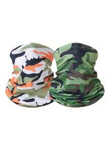 1pc/2pcs Unisex Balaclava Face Mask, Solid Color/Camouflage, Suitable For Outdoor Activities Like Hiking, Fishing, Sun Protection - Multicolor - View 5