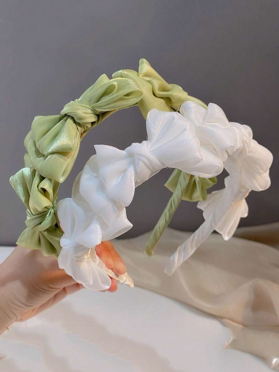 1件装优雅网纱蝴蝶结发箍，公主风百搭发饰，适合节日、派对等场合。 - 彩色 - 查看 1