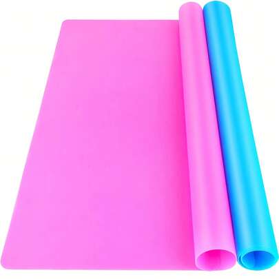 1 Pc 15.7" X 11.7" Large Silicone Sheet For Crafts Jewelry Casting Mould Mat, Nonstick Silicone Craft Mat, Silicone Mat, Silicone Mats For Epoxy Resin, Paint, Clay, Blue & Rose Red