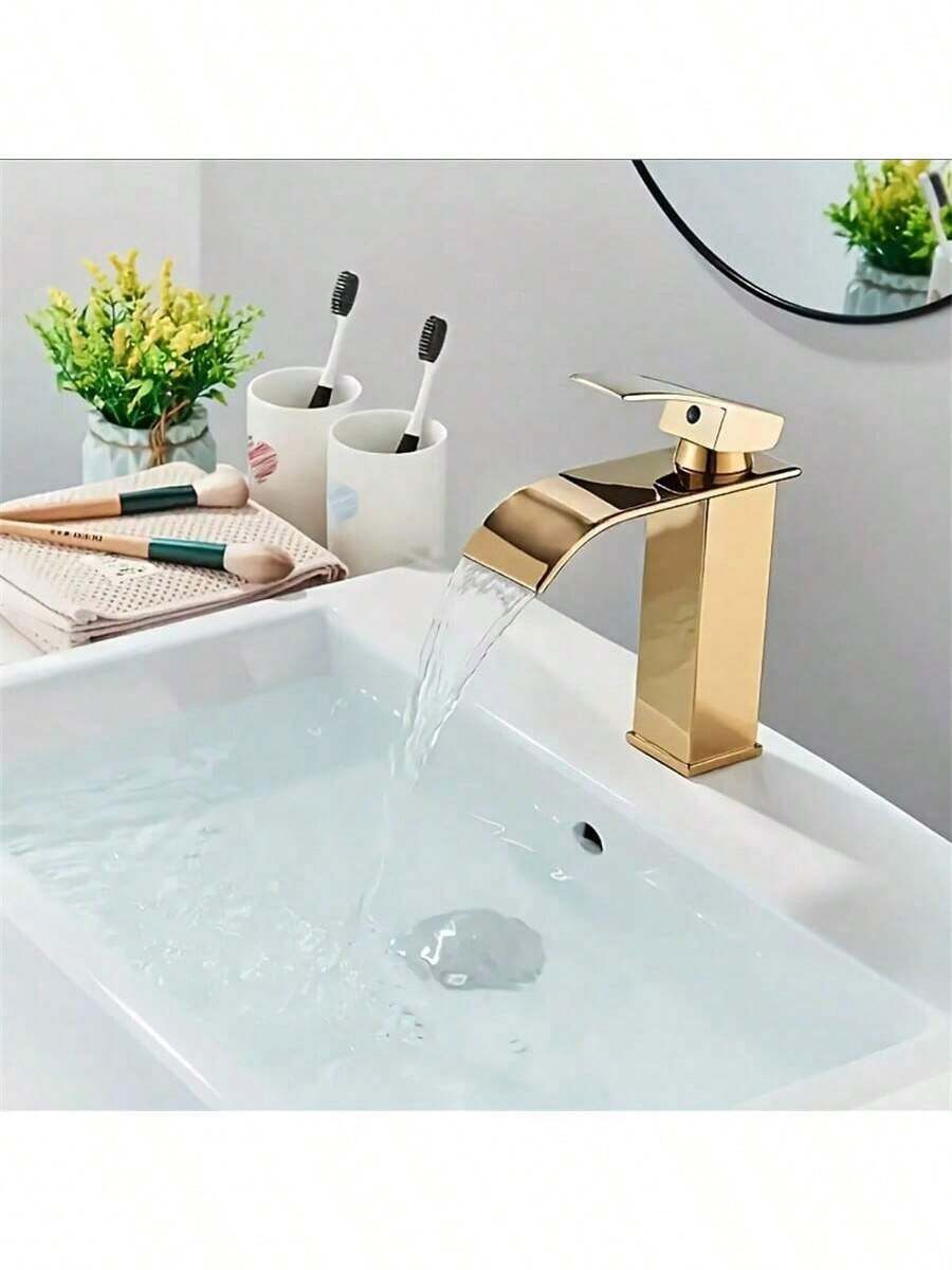 Black Tall Basin Faucet, Modern Square Sink Faucet With Cold And Hot Mixing Valve, Single Handle Bathroom Kitchen Sink Faucet, Rust-Resistant And Easy To Clean, Suitable For Most Standard Sinks