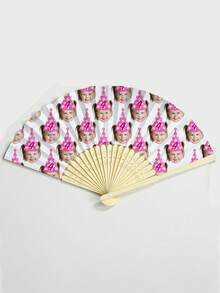 客製化照片與姓名Logo婚禮扇，經典DIY扇，裝飾性高品質客製化，送給她的禮物，女友、爸爸、家人、媽媽、朋友、寵物 - 彩色 - 查看 5
