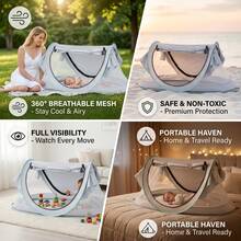 Pop-Up Baby Beach Tent | Portable Sun Shade With UPF 50+ Protection For Infants, Indoor & Outdoor Use, Back To School - Silver - View 5