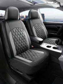 Universal Car Seat Covers - 2 Front Or 5 Full Set, PU Leather Diamond Quilted - Non-Slip Backing, Easy Installation - Fits Sedans, SUVs And Pickups - Interior Protection Kit, Car Interior Accessories (Black) - A - View 4