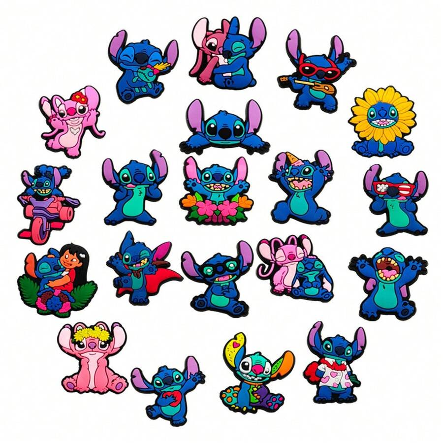 20入 Lilo & Stitch 鞋飾,可愛史迪奇與天使 PVC 鞋飾裝飾,適用於洞洞鞋,可拆卸卡通鞋扣,DIY 涼鞋配件,適合兒童與成人,Project 626 主題飾品,史迪奇粉絲完美禮物 - 史迪奇鞋花 - 查看 1