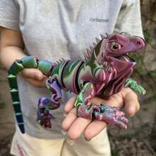 3D Printed Articulated Lizard Fidget Toy, 43.5cm Realistic Iguana Figure With Rainbow Gradient Color, Stress Relief Desk Pet, Flexible Jointed Creature Model, Creative Home Office Decor, Unique Gift For Reptile Lovers - Multicolor - View 5
