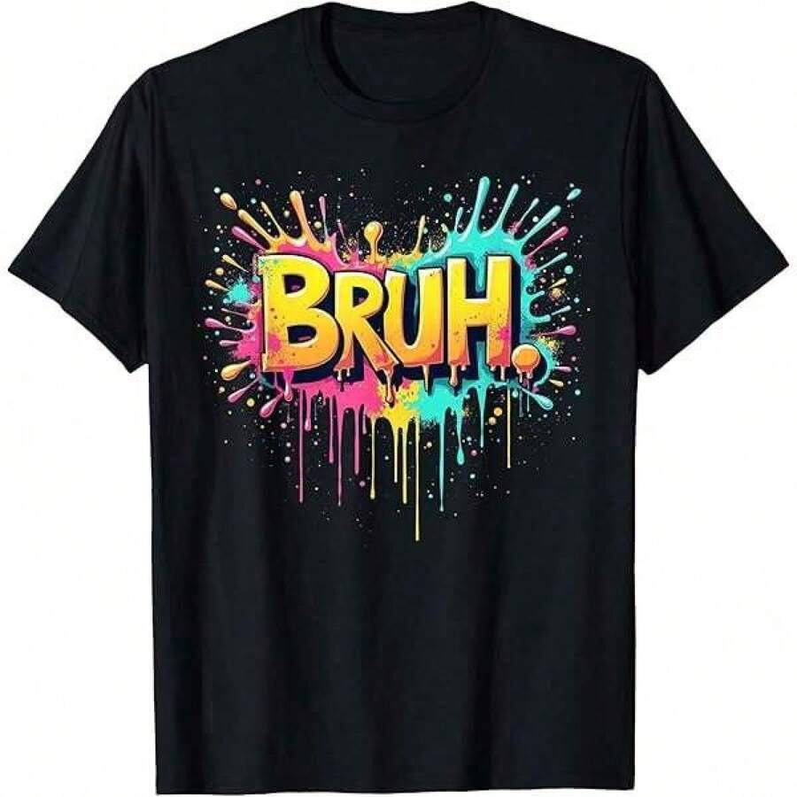 2026 New Teen Boys And Girls' Fashionable & Casual T-Shirt, Children's Casual Unique Pattern T-Shirt With Bruh Colorful Paint Splash Design And Dripping Effects And Vibrant Hues On Black Background, Fashion Casual Top  
Anime Slayer  Mask Crew Neck T-Shirt, Unisex T-Shirt, Soft Cotton, Short Sleeve Crew Neck T-Shirt For Boys - Perfect Summer Gift. Size 4Y-13Y, S-XXXL, Men's And Women's Fashionable T-Shirt, Kids' Clothes, Fashionable Tees, Gift For Back To School, Perfect Gift For Earth Day, Mother's Day, Father's Day - 黑色 - 查看 1
