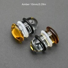 1 Cặp khuyên tai và ống nong tai bằng thủy tinh màu hổ phách có vòng silicon, kiểu loe đơn 14G, độ dày 1.6mm-16mm, thẳng, trong suốt, dạng thanh tạ, dùng để nong tai, thích hợp cho da mới nong và da nhạy cảm. - Tai nghe chụp tai bằng kính màu hổ phách - Xem 18