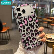 Koolife 1pc Luxury Brown Leopard Print Shell Pattern Phone Case Compatible With IPhone 17 Pro Max, 17 Pro, 17 Air, 17, 16, 15, 14 Plus, 13, 12 Pro Max, 11, Fashionable Anti-Drop Back Cover - Black, Pink, Glitter, Leopard Print - View 2