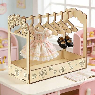 Wooden Mini Hanger Storage Rack - An Ins-Style Desk Jewelry Storage Gadget. A Desk Display Case For Bracelets And Necklaces. A Pink Bow DIY Handcrafted Jewelry Storage And Display Rack. Suitable For Small Items Such As Clothes, Accessories And Necklaces. Jewelry Storage Basket.