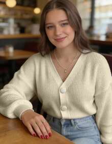 Women's Blouse/Cardigan/Sweater/Knitted Buttons/Winter - Beige - View 4