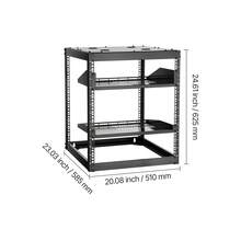 12U Open Frame Network Rack, 23 In Depth, Wall Mounted Or Floor Standing Server Rack, Heavy Duty 4 Post, With Vented Shelves & Mounting Hardware, Holds All Your Networking IT Equipment AV Gear - 12U - View 10