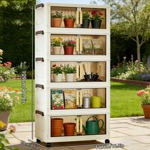 Multi-Layered, Foldable Rolling Cabinet, Outdoor Garden Tool Cabinet, Transparent, Dustproof Storage Cabinet For Balconies, Stackable, Suitable For Household, Garden And Many Other Scenarios - Cremig-stil - View 5
